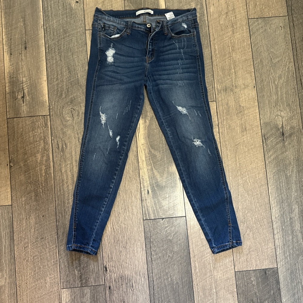 KanCan Distressed Dark Blue Skinny Jeans